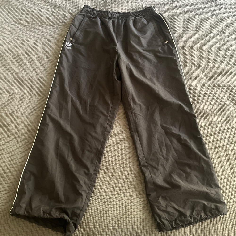 Gray Track Pants with White Trim